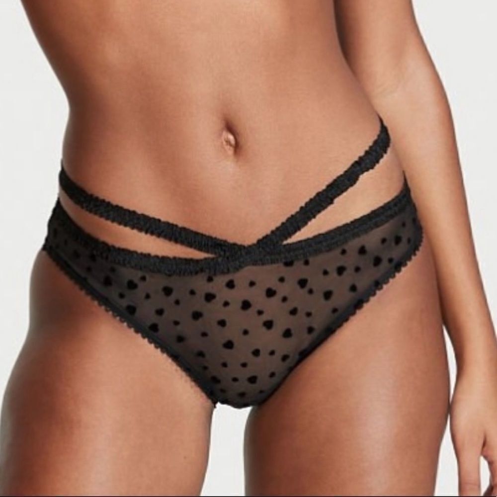 Victorias Secret Strappy sexy sheer mesh bikini panty black